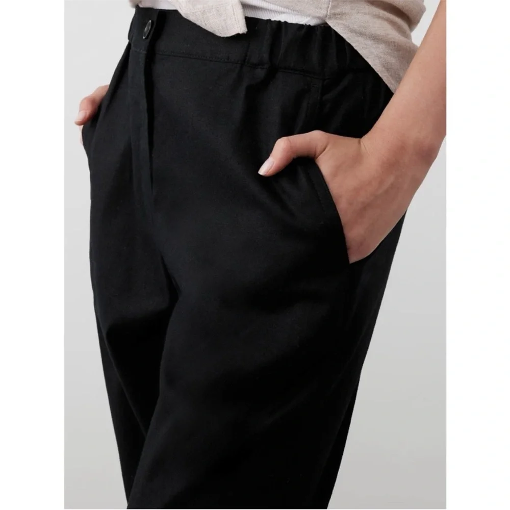 NWT! Banana Republic Black Tapered Linen Blend Pull On Pant - Size XS 🖤 706574